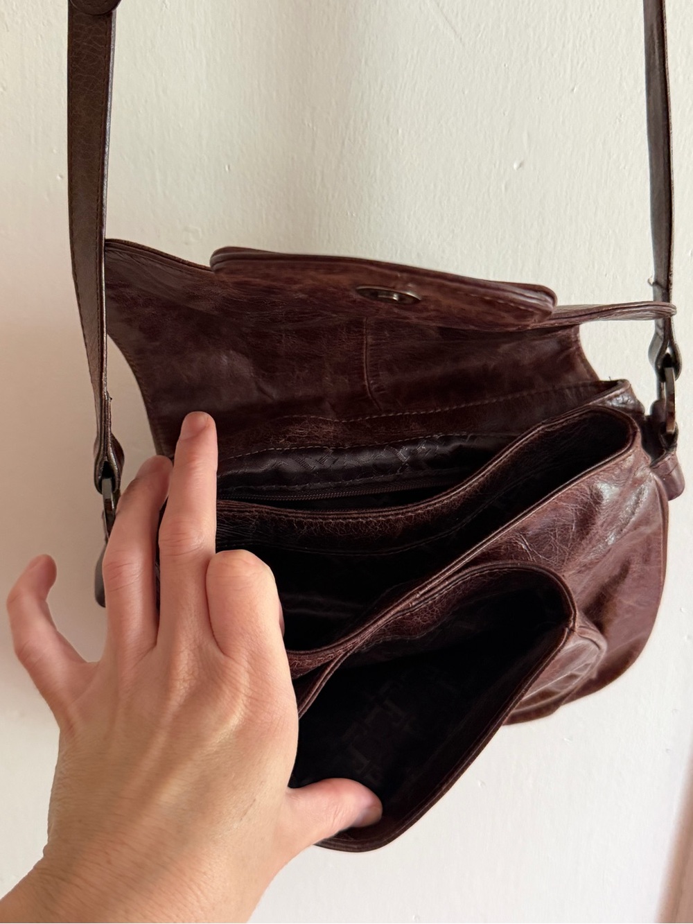 Claudio Ferrici Brown Leather Crossbody Saddle Bag - Picture 4 of 14